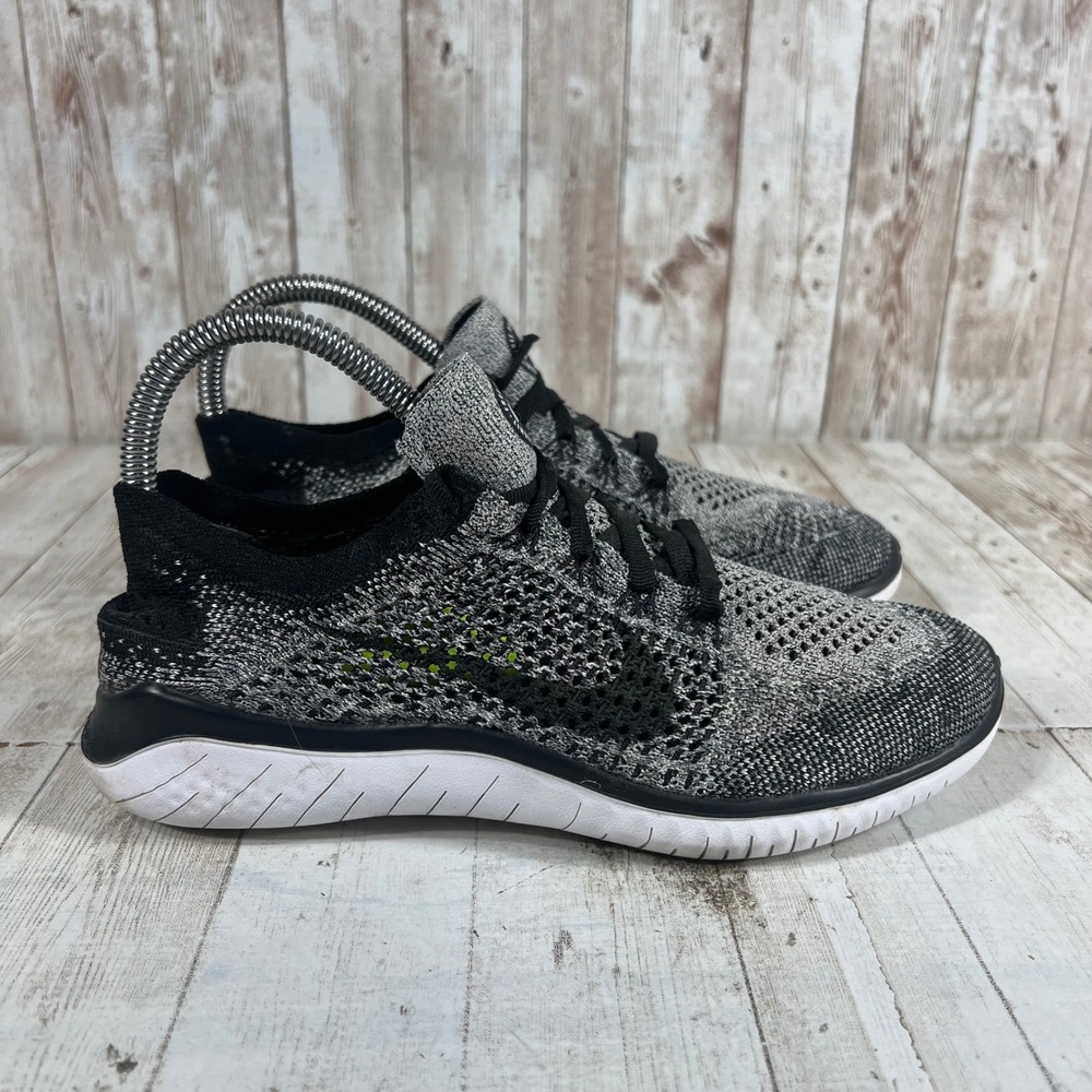 Nike Free RN Flyknit 2018 Womens Running Shoes Black White 942839-101 Size 7